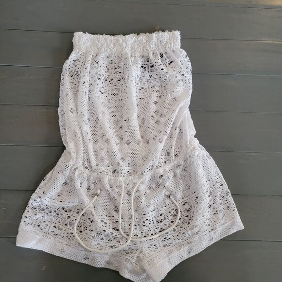 Polo Ralph Lauren Cotton Eyelet Ruffled Romper Swim Cover-Up Size Small - Picture 3 of 5